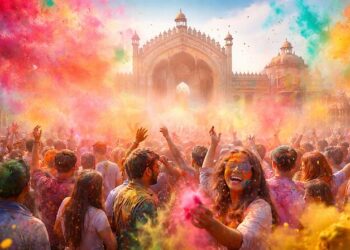 होली में हर्षोल्लास के साथ रंगों की फुहार में डूबा लखनऊ,जुलूस में दिखी परम्परा